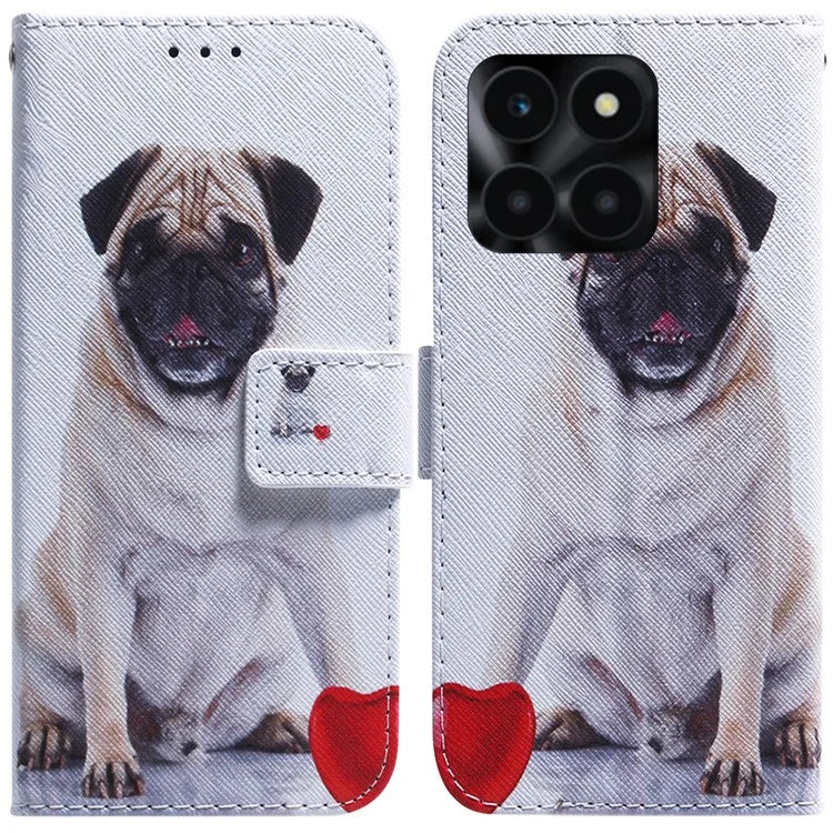 For Honor X6a 4G Case PU Leather Pattern Printing Wallet Protective Phone Cover
