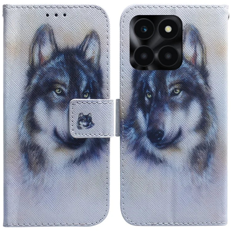 For Honor X6a 4G Case PU Leather Pattern Printing Wallet Protective Phone Cover