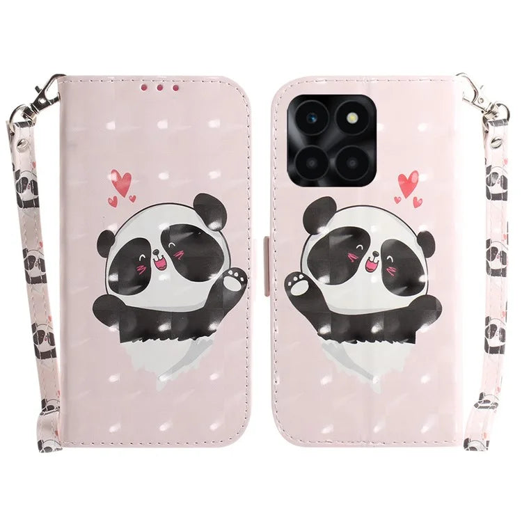 For Honor X6a 4G Case 3D Pattern PU Leather Wallet Flip Phone Cover