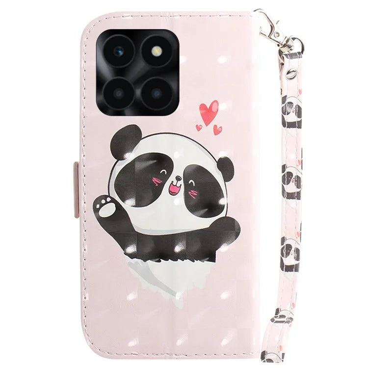 For Honor X6a 4G Case 3D Pattern PU Leather Wallet Flip Phone Cover