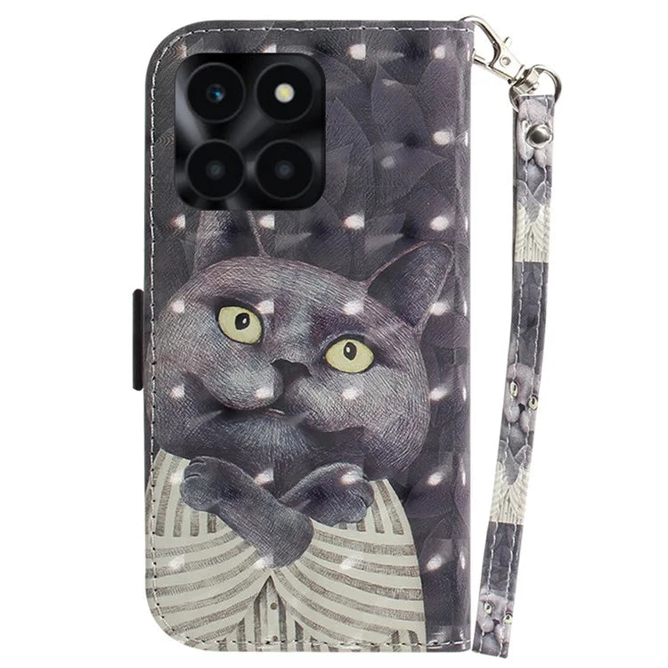 For Honor X6a 4G Case 3D Pattern PU Leather Wallet Flip Phone Cover