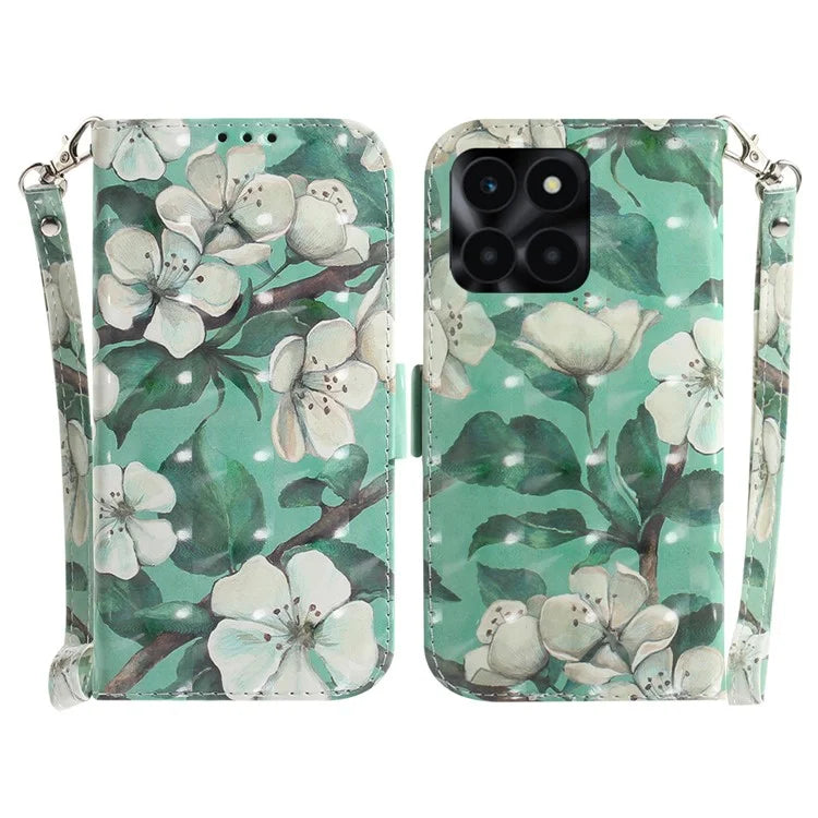 For Honor X6a 4G Case 3D Pattern PU Leather Wallet Flip Phone Cover