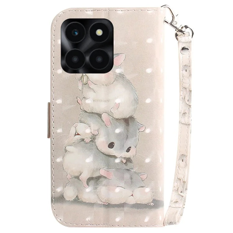 For Honor X6a 4G Case 3D Pattern PU Leather Wallet Flip Phone Cover