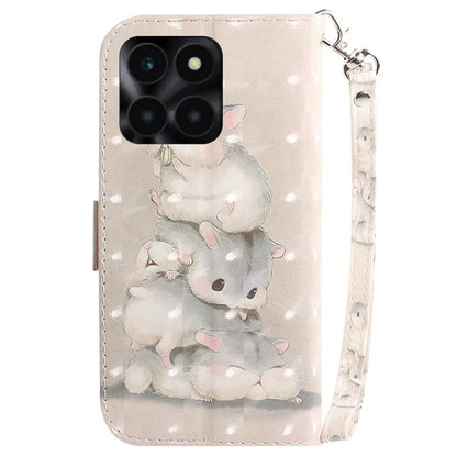 For Honor X6a 4G Case 3D Pattern PU Leather Wallet Flip Phone Cover