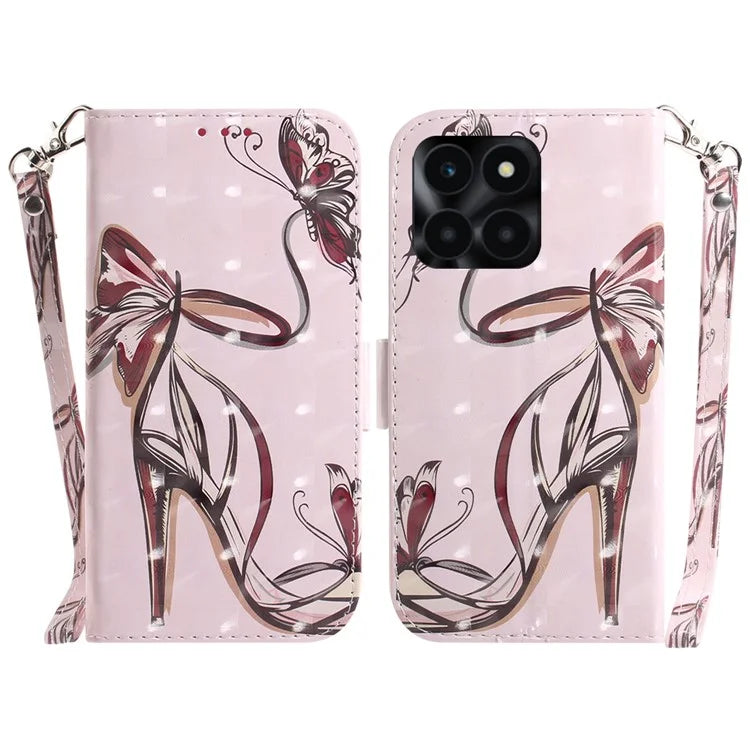 For Honor X6a 4G Case 3D Pattern PU Leather Wallet Flip Phone Cover