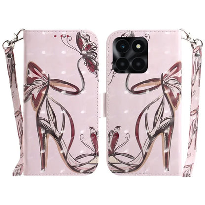 For Honor X6a 4G Case 3D Pattern PU Leather Wallet Flip Phone Cover