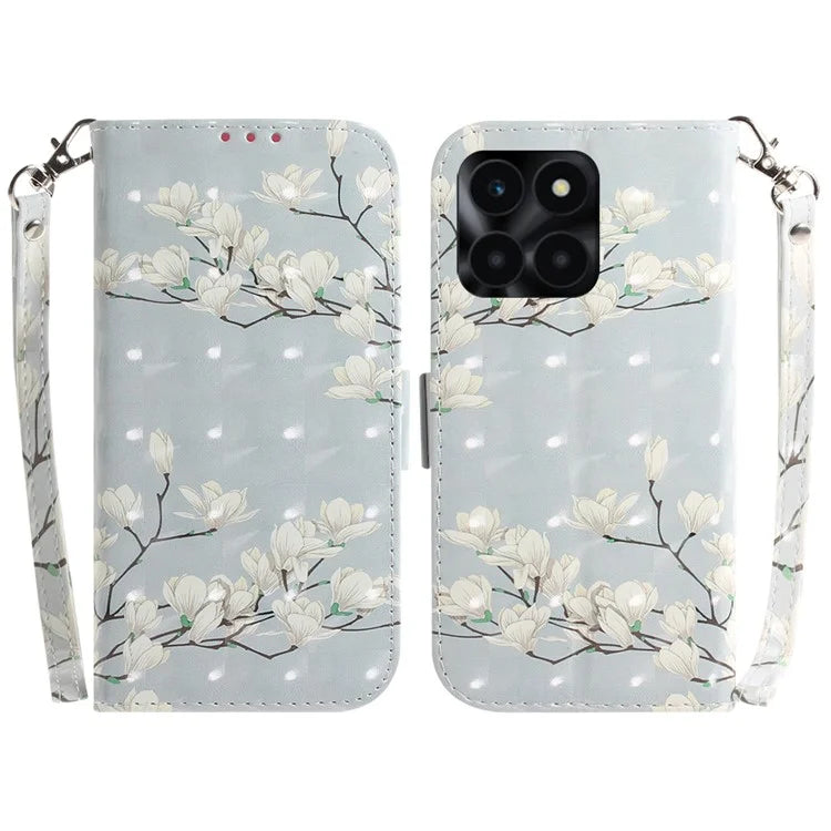 For Honor X6a 4G Case 3D Pattern PU Leather Wallet Flip Phone Cover