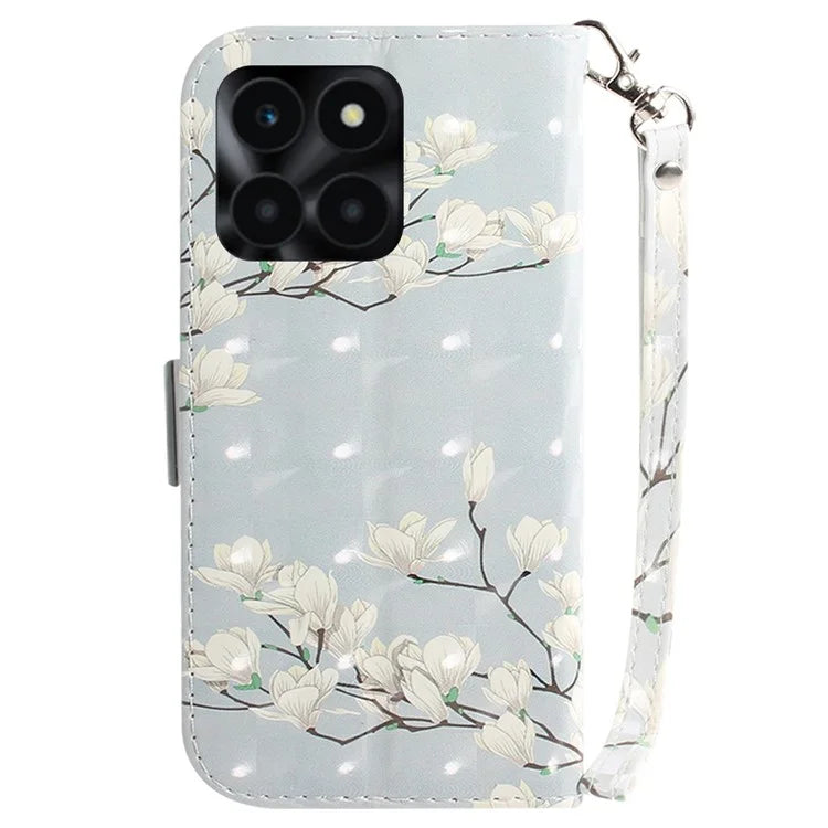 For Honor X6a 4G Case 3D Pattern PU Leather Wallet Flip Phone Cover