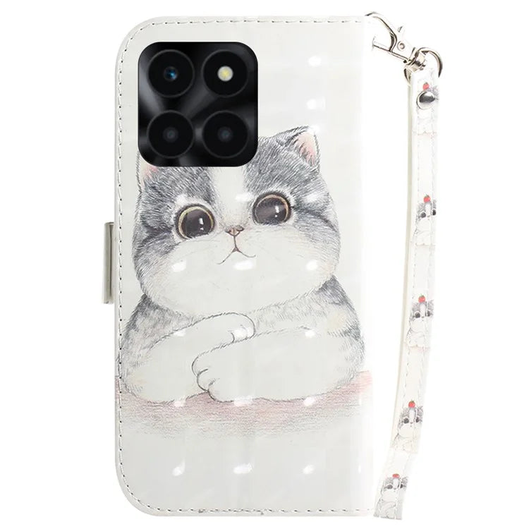 For Honor X6a 4G Case 3D Pattern PU Leather Wallet Flip Phone Cover