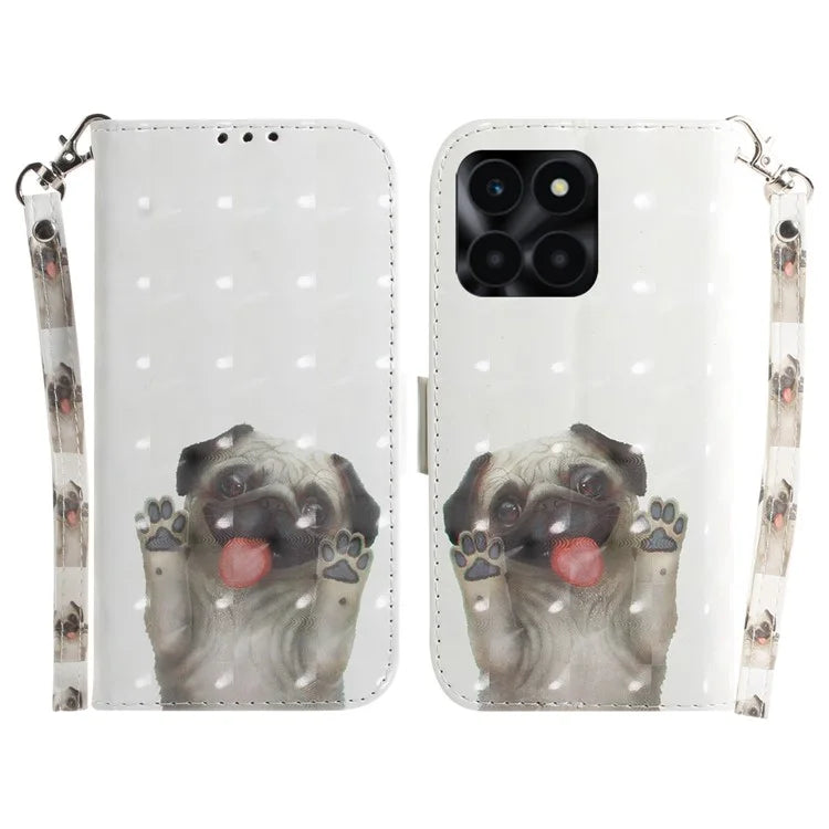 For Honor X6a 4G Case 3D Pattern PU Leather Wallet Flip Phone Cover