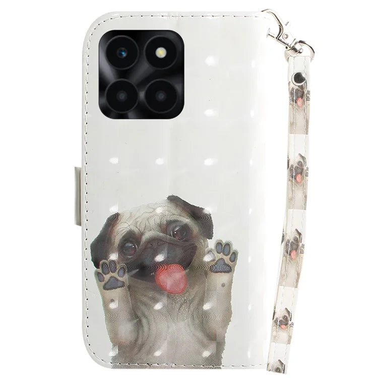 For Honor X6a 4G Case 3D Pattern PU Leather Wallet Flip Phone Cover