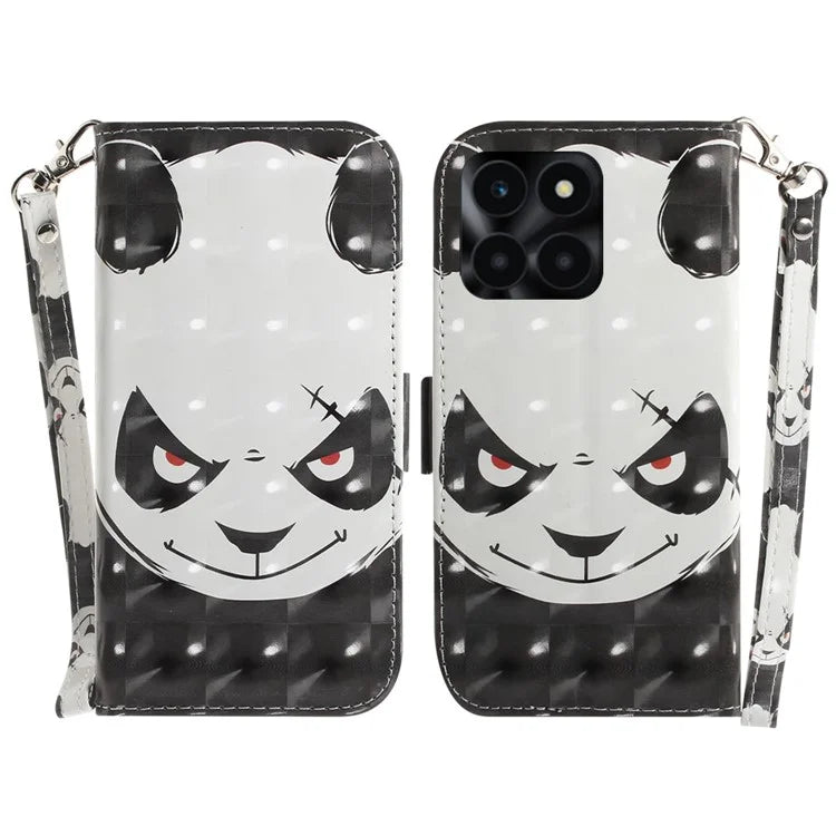 For Honor X6a 4G Case 3D Pattern PU Leather Wallet Flip Phone Cover