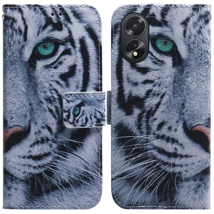 For Oppo A18 4G / A38 4G Case Wallet PU Leather Pattern Printing Phone Cover
