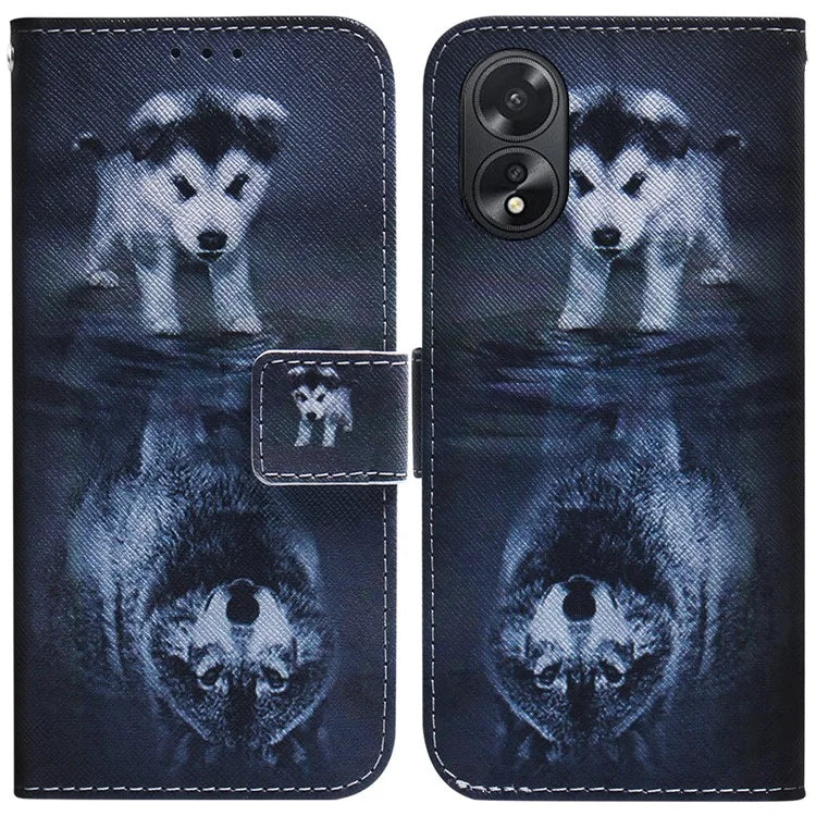 For Oppo A18 4G / A38 4G Case Wallet PU Leather Pattern Printing Phone Cover