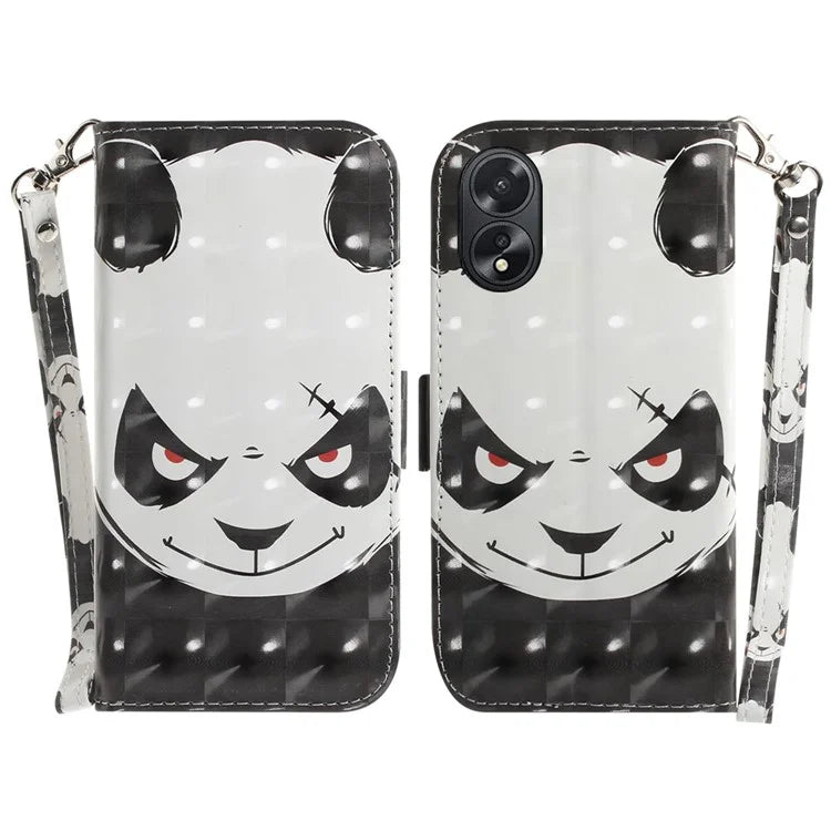 For Oppo A18 4G / A38 4G Case 3D Pattern PU Leather Flip Phone Cover