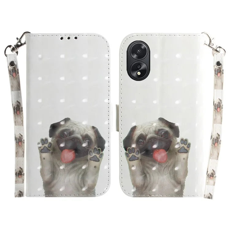 For Oppo A18 4G / A38 4G Case 3D Pattern PU Leather Flip Phone Cover