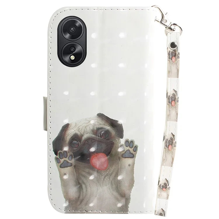 For Oppo A18 4G / A38 4G Case 3D Pattern PU Leather Flip Phone Cover
