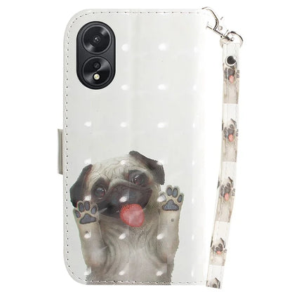 For Oppo A18 4G / A38 4G Case 3D Pattern PU Leather Flip Phone Cover