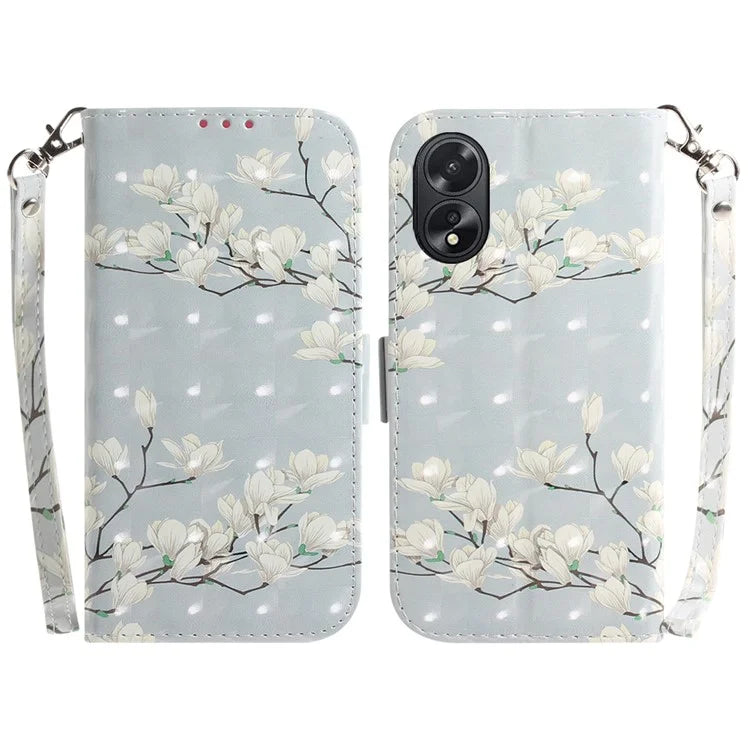 For Oppo A18 4G / A38 4G Case 3D Pattern PU Leather Flip Phone Cover