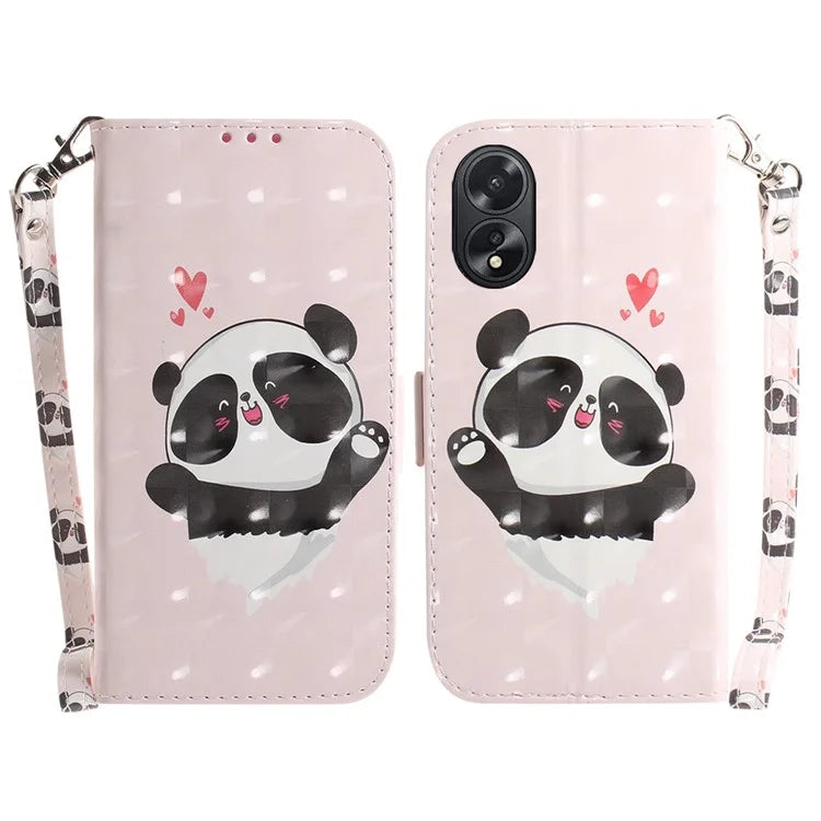 For Oppo A18 4G / A38 4G Case 3D Pattern PU Leather Flip Phone Cover