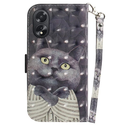 For Oppo A18 4G / A38 4G Case 3D Pattern PU Leather Flip Phone Cover