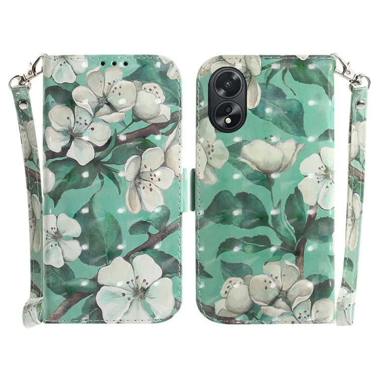 For Oppo A18 4G / A38 4G Case 3D Pattern PU Leather Flip Phone Cover