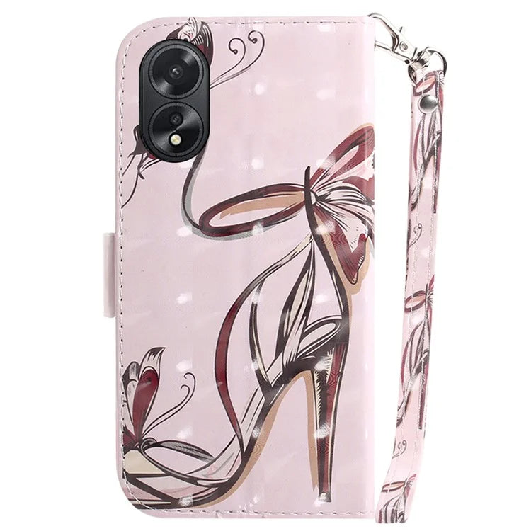 For Oppo A18 4G / A38 4G Case 3D Pattern PU Leather Flip Phone Cover