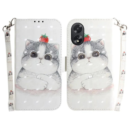 For Oppo A18 4G / A38 4G Case 3D Pattern PU Leather Flip Phone Cover