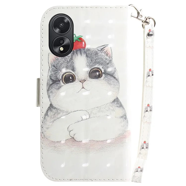 For Oppo A18 4G / A38 4G Case 3D Pattern PU Leather Flip Phone Cover