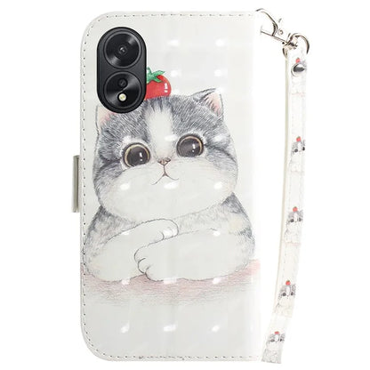 For Oppo A18 4G / A38 4G Case 3D Pattern PU Leather Flip Phone Cover