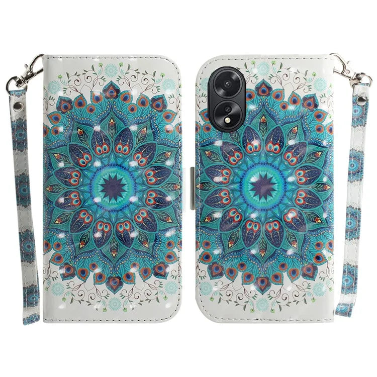 For Oppo A18 4G / A38 4G Case 3D Pattern PU Leather Flip Phone Cover