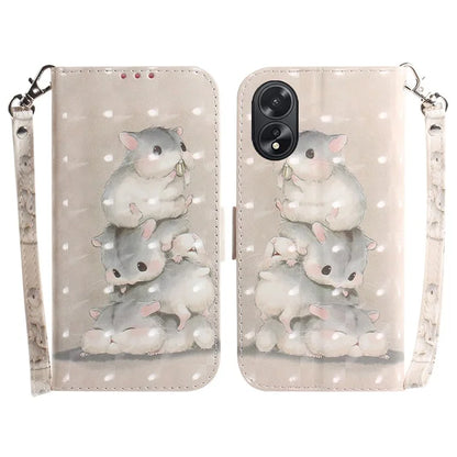 For Oppo A18 4G / A38 4G Case 3D Pattern PU Leather Flip Phone Cover