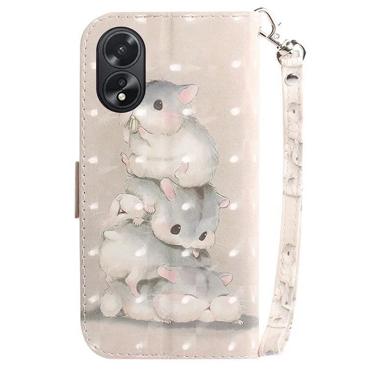 For Oppo A18 4G / A38 4G Case 3D Pattern PU Leather Flip Phone Cover