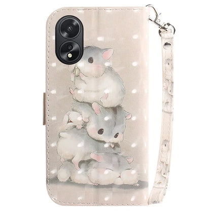 For Oppo A18 4G / A38 4G Case 3D Pattern PU Leather Flip Phone Cover