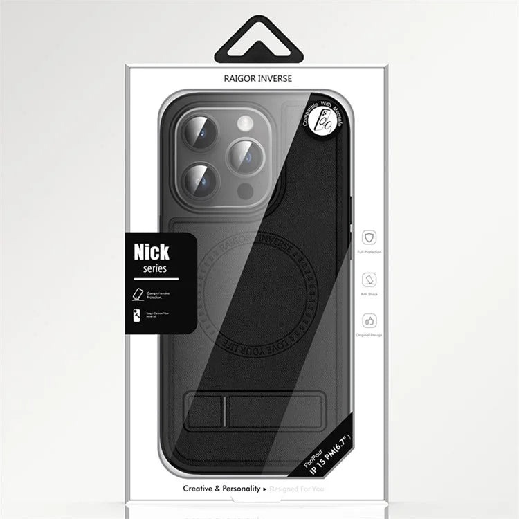 RAIGOR INVERSE For iPhone 15 Pro Kickstand Case Compatible with MagSafe Shockproof TPU+PC Phone Cover