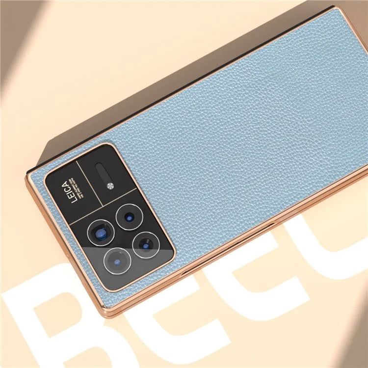 For Xiaomi Mix Fold 3 5G Case Anti-Drop Genuine Cow Leather + PC Electroplating Phone Cover