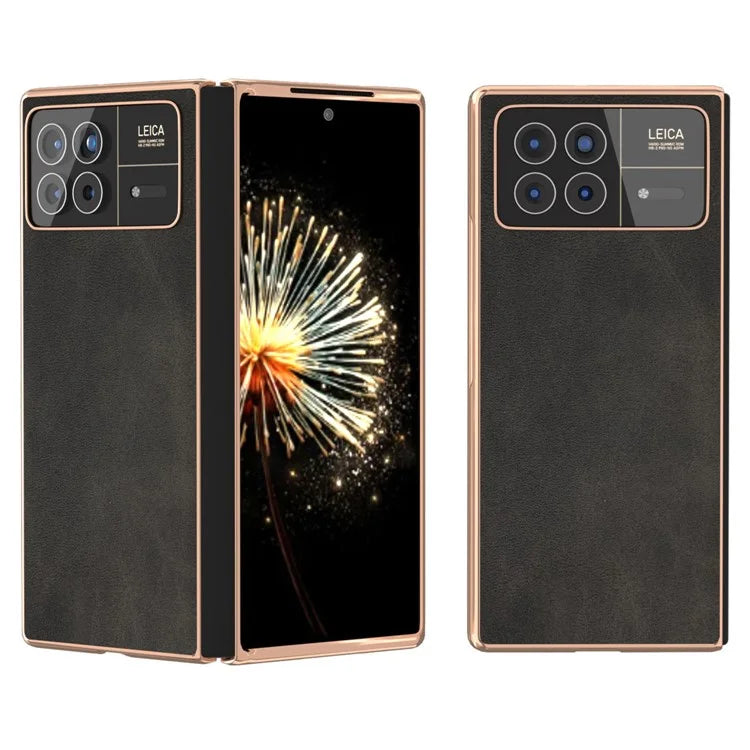 For Xiaomi Mix Fold 3 5G Case PU Leather+PC Electroplating Shockproof Phone Cover