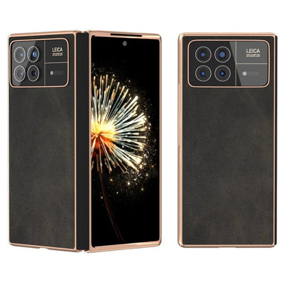 For Xiaomi Mix Fold 3 5G Case PU Leather+PC Electroplating Shockproof Phone Cover