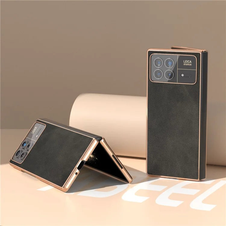 For Xiaomi Mix Fold 3 5G Case PU Leather+PC Electroplating Shockproof Phone Cover