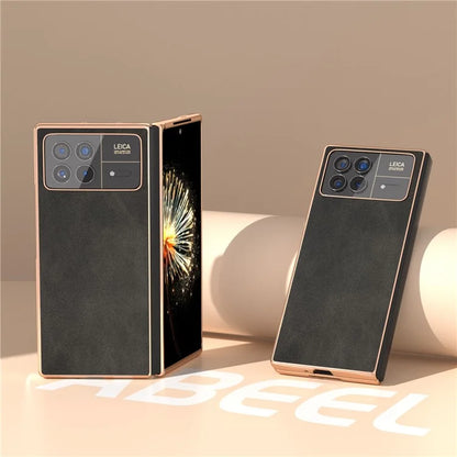 For Xiaomi Mix Fold 3 5G Case PU Leather+PC Electroplating Shockproof Phone Cover