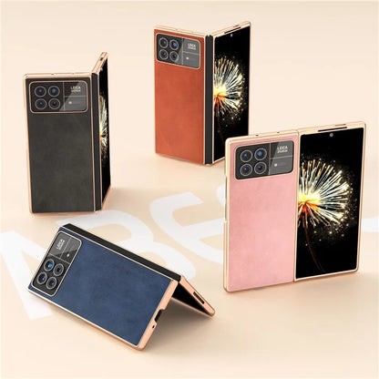 For Xiaomi Mix Fold 3 5G Case PU Leather+PC Electroplating Shockproof Phone Cover