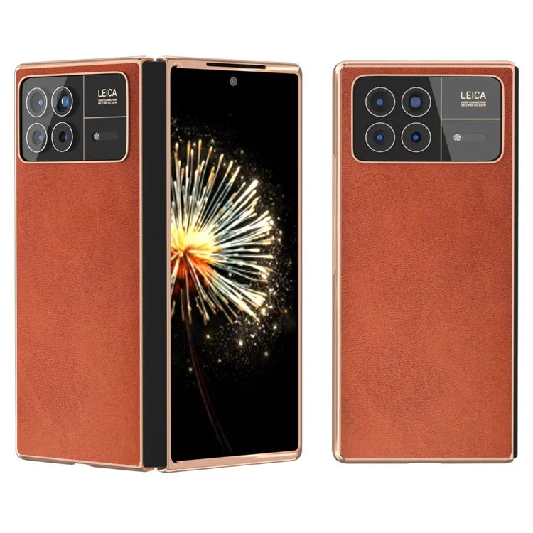 For Xiaomi Mix Fold 3 5G Case PU Leather+PC Electroplating Shockproof Phone Cover
