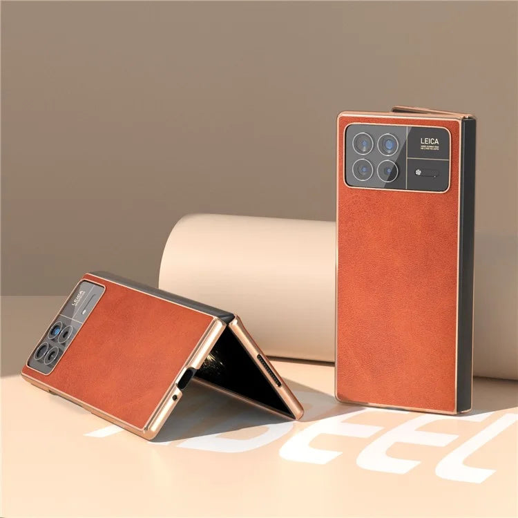 For Xiaomi Mix Fold 3 5G Case PU Leather+PC Electroplating Shockproof Phone Cover