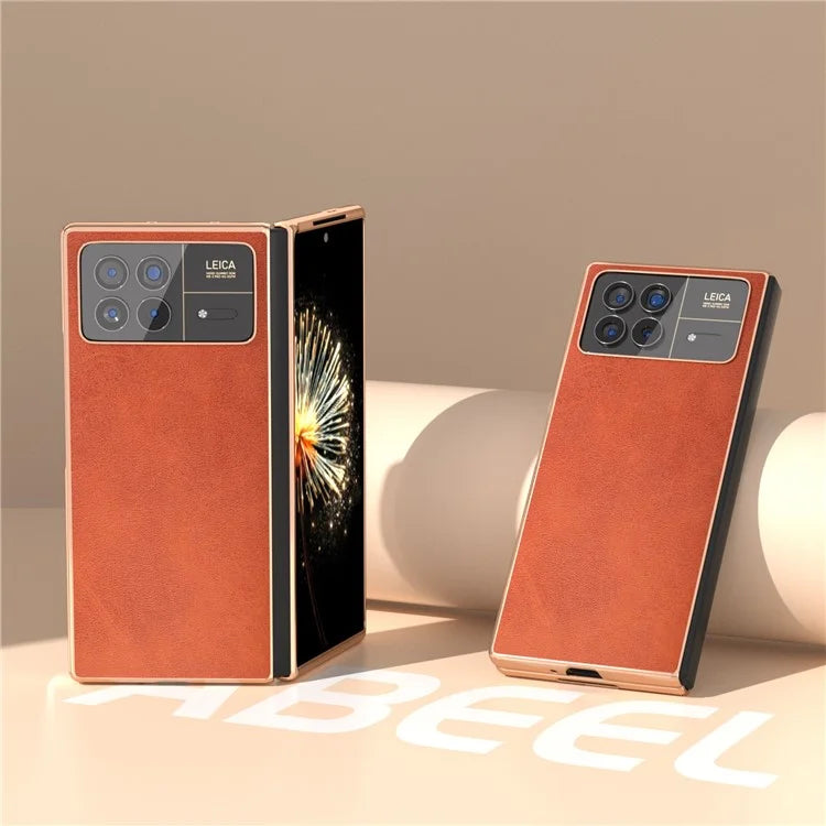 For Xiaomi Mix Fold 3 5G Case PU Leather+PC Electroplating Shockproof Phone Cover