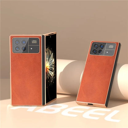 For Xiaomi Mix Fold 3 5G Case PU Leather+PC Electroplating Shockproof Phone Cover