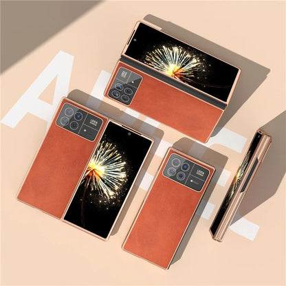 For Xiaomi Mix Fold 3 5G Case PU Leather+PC Electroplating Shockproof Phone Cover
