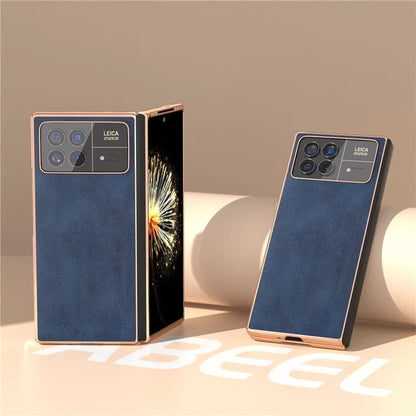 For Xiaomi Mix Fold 3 5G Case PU Leather+PC Electroplating Shockproof Phone Cover