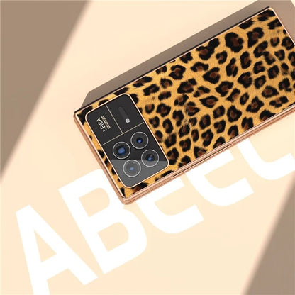 For Xiaomi Mix Fold 3 5G Case Leopard Pattern Leather+PC Slim Fit Electroplating Phone Cover