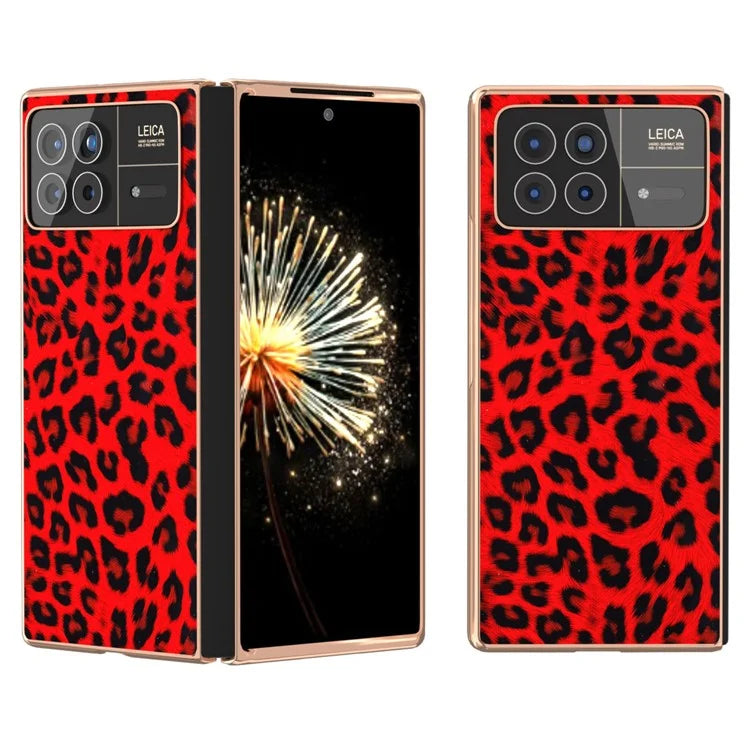 For Xiaomi Mix Fold 3 5G Case Leopard Pattern Leather+PC Slim Fit Electroplating Phone Cover