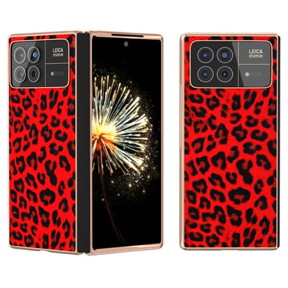 For Xiaomi Mix Fold 3 5G Case Leopard Pattern Leather+PC Slim Fit Electroplating Phone Cover